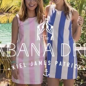 Kiel James Patrick Pink and White Sleeveless Sheath Cabana Dress